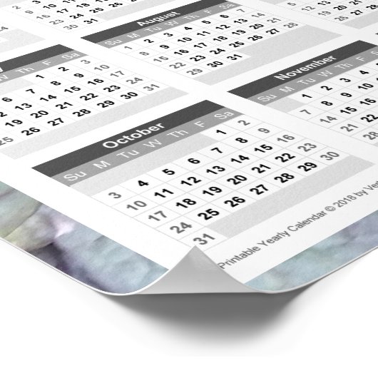 2021 Jaarkalender - Paarse Bladeren Poster (Hoek)