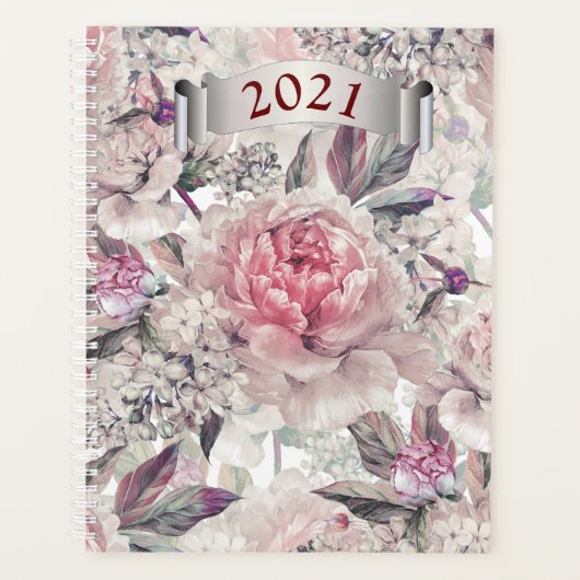 2021 Jaarlijkse Dagplanner In Rozen Planner (Voorkant)