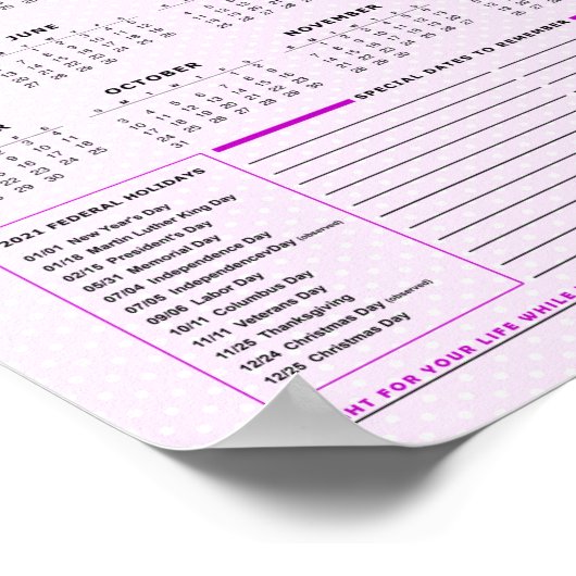 2021 Jaarrooster Sober & Clean Recovery Poster (Hoek)