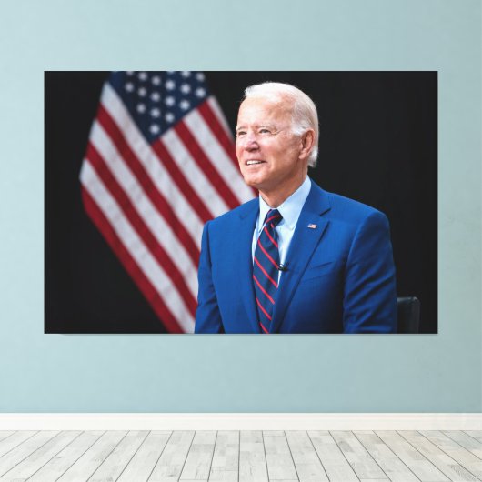 2021 Joe Biden US President Portrait Canvas Afdruk (Insitu (Houten vloer))