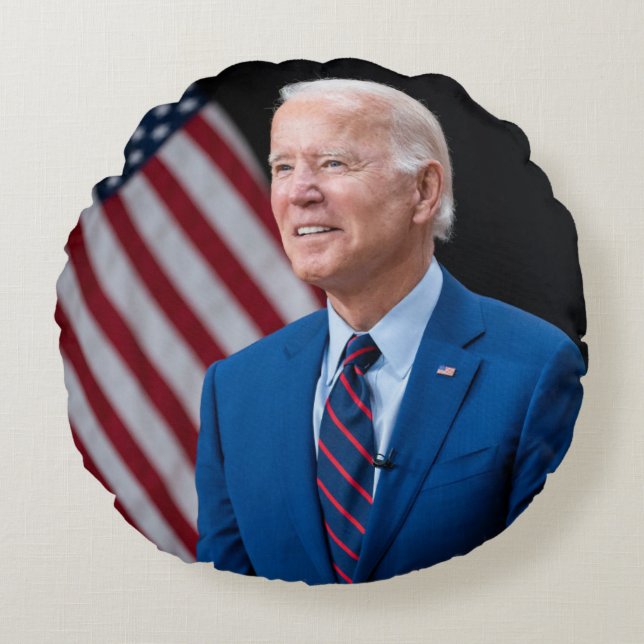 2021 Joe Biden US President Portrait Rond Kussen (Voorkant)