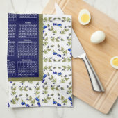 2021 Kalender Blauwbessen Stemmed Leaves Border Theedoek (Quarter Fold)