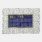 2021 Kalender Blauwbessen Stemmed Leaves Border Theedoek (Horizontaal)