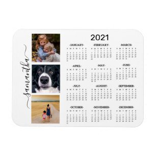 2021 Kalender Foto Monogram Handgeschreven Hele Ja Magneet