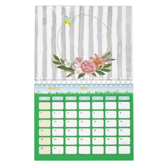 2021 Kalender Kleurrijke Strepen Opossum Bloemen (Mar 2026)