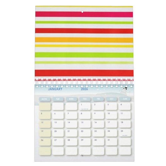 2021 Kalender Kleurrijke Strepen Opossum Bloemen (Jan 2026)