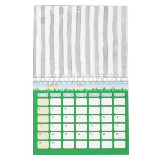 2021 Kalender Kleurrijke Strepen Opossum Bloemen (Mar 2026)