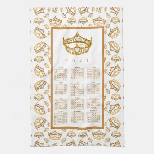 2021 Kalender Koningin Harten Gold Crown Tiara Bor Theedoek (Verticaal)
