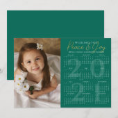 2021 Kalender Minimale PEACE JOY Foto groen Feestdagenkaart (Voorkant / Achterkant)