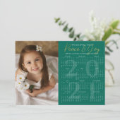 2021 Kalender Minimale PEACE JOY Foto groen Feestdagenkaart (Staand voorkant)