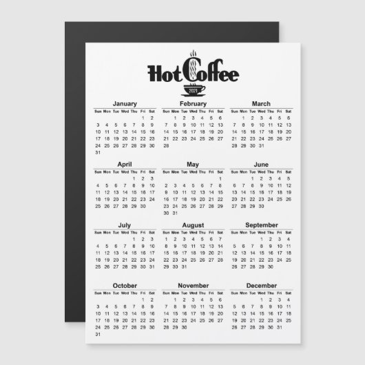 2021 Kalender Retro Hot Coffee Signage Magnetisch (Voorkant / Achterkant)