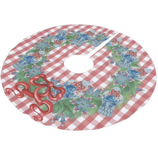 2021 Kerstblauwe gember jar. Kerstboom Rok (Gekanteld)