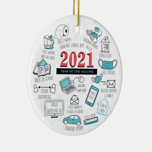 2021 Kerstfeest Memorabilia Vaccine Year Keepomwil Keramisch Ornament (Rechts)
