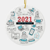 2021 Kerstfeest Memorabilia Vaccine Year Keepomwil Keramisch Ornament (Voorkant)