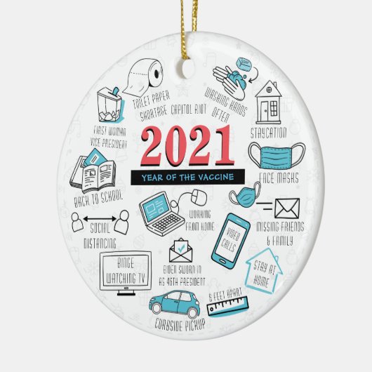 2021 Kerstfeest Memorabilia Vaccine Year Keepomwil Keramisch Ornament (Links)
