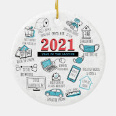 2021 Kerstfeest Memorabilia Vaccine Year Keepomwil Keramisch Ornament (Achterkant)