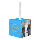 2021 Kerstfoto van de Turquoise-serie Decoratie (Achter hoekig)