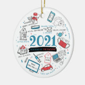 2021 Kerstgevaccineerd Vakantie jaar herdenking Keramisch Ornament (Links)