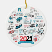 2021 Kerstvaccin: feestdag in kerstavond Keramisch Ornament (Voorkant)