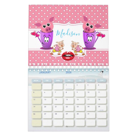 2021 Kinder agenda Giraffe Varkens, Koeien, paarde Kalender (Jan 2026)