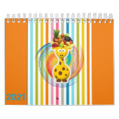 2021 Kinder agenda Giraffe Varkens, Koeien, paarde Kalender (Hoes)