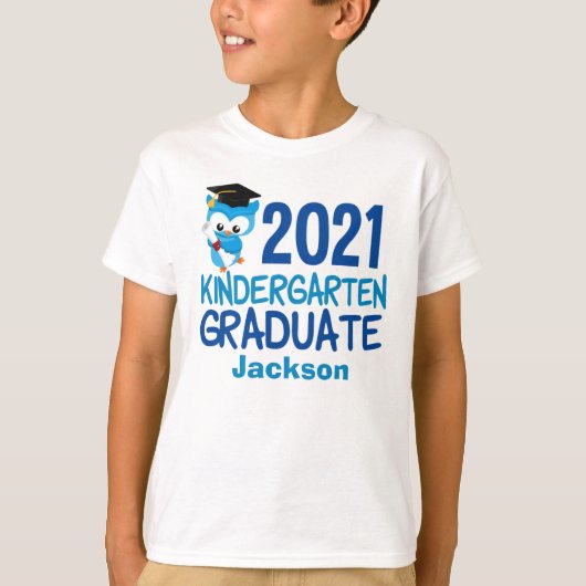 2021 Kindergarten Afstuderen Cute Blue Owl Kinder T-shirt (Voorkant)
