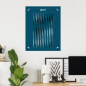 2021 - Maan Kalender Blauw Poster (Thuiskantoor)