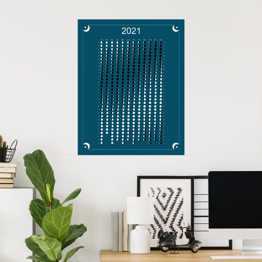 2021 - Maan Kalender Blauw Poster (Thuiskantoor)