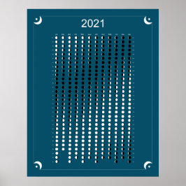 2021 - Maan Kalender Blauw Poster