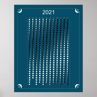 2021 - Maan Kalender Blauw Poster