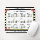 2021 Maandelijkse kalender | Preppy Floral Stripes Muismat (Met muis)
