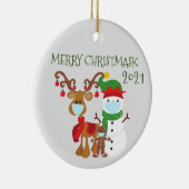 2021 Merry Christmask Reindeer Quarantine Keramisch Ornament (Rechts)