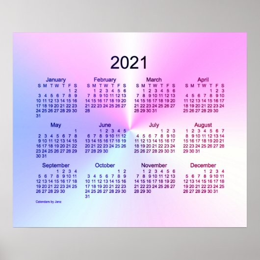 2021 Miami Shimmer Wandkalender door Janz Poster (Voorkant)