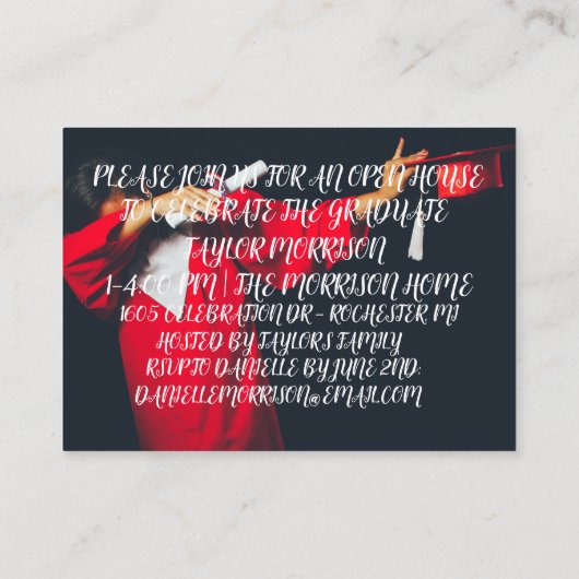 2021 Minimalistisch zwart-wit Afstuderen I Informatiekaartje (Achterkant)