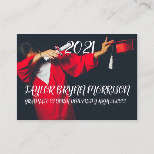 2021 Minimalistisch zwart-wit Afstuderen I Informatiekaartje (Voorkant)