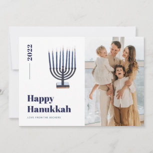2021 Minimalistische Menora Kaars Hanukkah Foto Feestdagenkaart