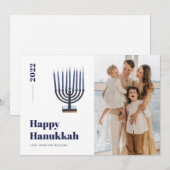 2021 Minimalistische Menorah Candle Hanukkah Foto Feestdagenkaart (Voorkant / Achterkant)