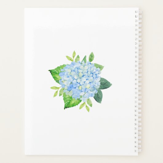 2021 Moderne Floral Blue Hydrangea Persoonlijk Planner (Achterkant)