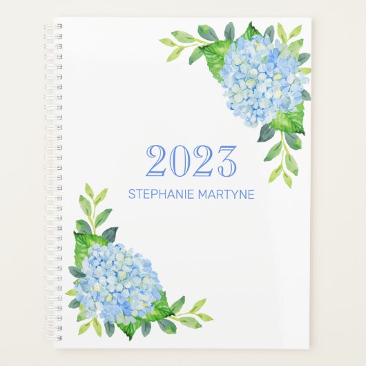 2021 Moderne Floral Blue Hydrangea Persoonlijk Planner (Voorkant)