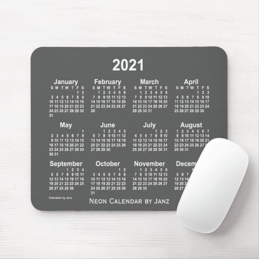 2021 Neon Charcoal Calendar van Janz Muismat (Met muis)