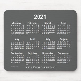 2021 Neon Charcoal Calendar van Janz Muismat