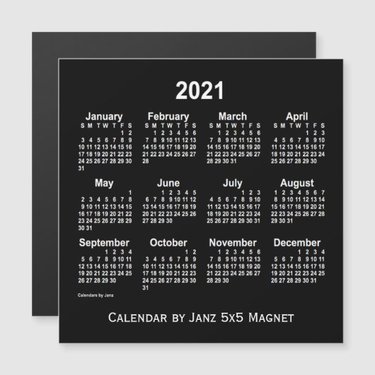 2021 Neon White Agenda van Janz 5x5 Magnet (Voorkant / Achterkant)