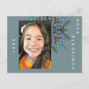 2021 Nieuwe jaren met de hand getekende botanische Briefkaart