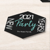 2021 Nieuwe jaren Witte Blauwgroen Typografische P Kartonnen Onderzetters (Schuin)