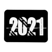2021 Nieuwe jaren zwart en wit eenvoudig Magneet (Horizontaal)
