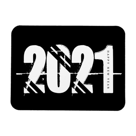 2021 Nieuwe jaren zwart en wit eenvoudig Magneet (Horizontaal)