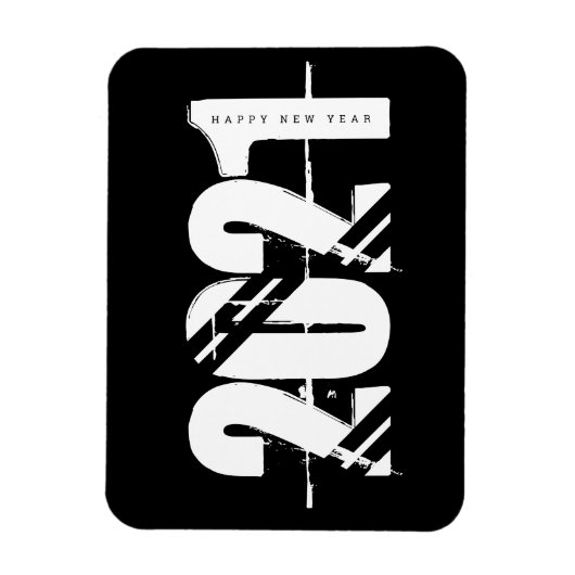 2021 Nieuwe jaren zwart en wit eenvoudig Magneet (Verticaal)