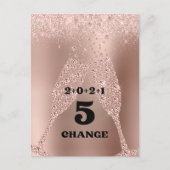 2021 Nieuwjaar van het Roos Gold Champagne Toast Feestdagenkaart (Voorkant)