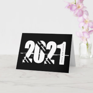 2021 Nieuwjaar Zwart en Wit Eenvoudig Kaart