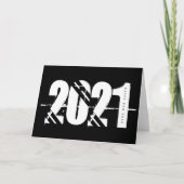 2021 Nieuwjaar Zwart en Wit Eenvoudig Kaart (Voorkant)
